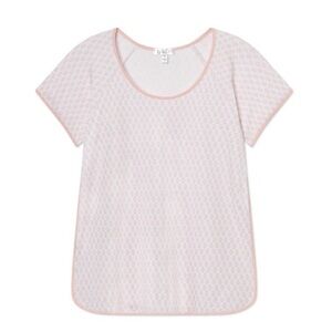 LAKE pajama top english rose blockprint pink puma cotton short sleeve size XL